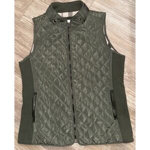 Market & Spruce Women's Olive Green Quilted Vest Size‎ L